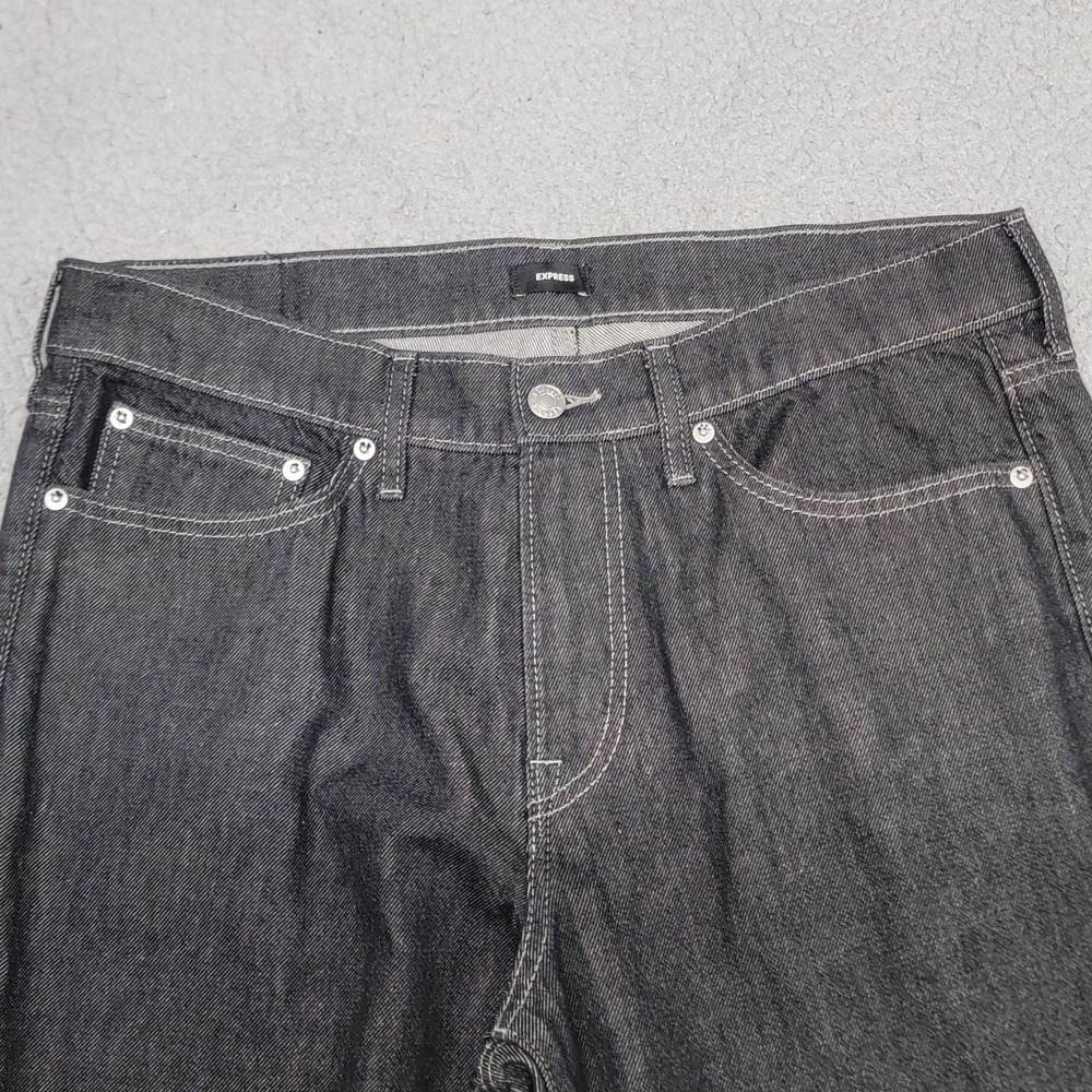 Express Jeans Mens 34x32 (As Measured) Gray Cropped Skinny Flexx Hyper Stretch - Picture 2 of 11